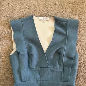 Sandro Ruffle Mini Dress in Light Blue Viscose